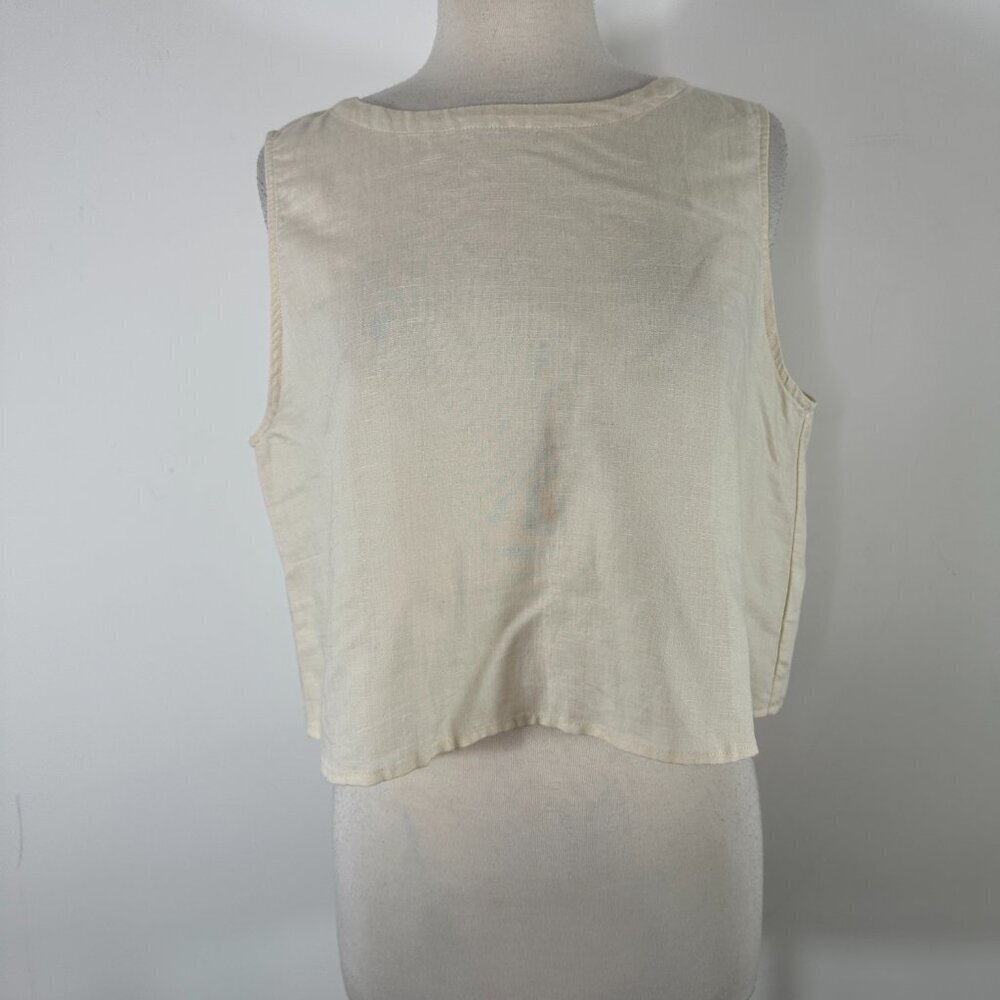 Nwt Grae Cove Women Xl Cream Crop Top Back Buttons Linen Cotton Blend — image 8 of 8